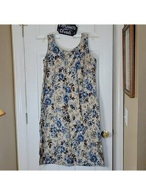 Tabloid 18W Sleeveless Floral Dress Brown Tan Blue